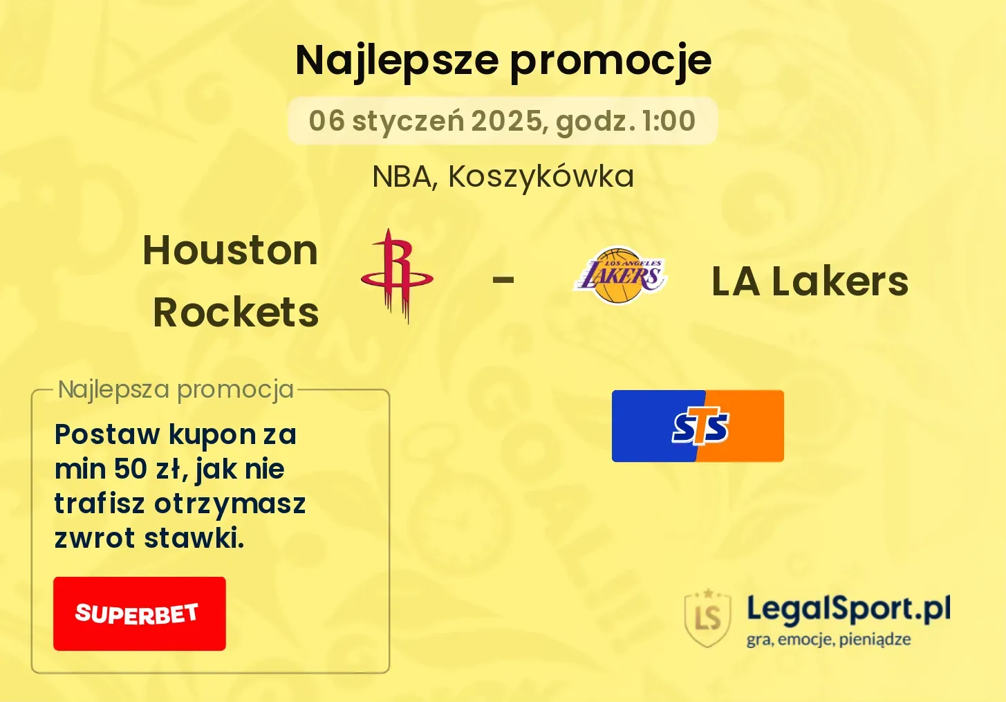 Houston Rockets - LA Lakers promocje bukmacherskie