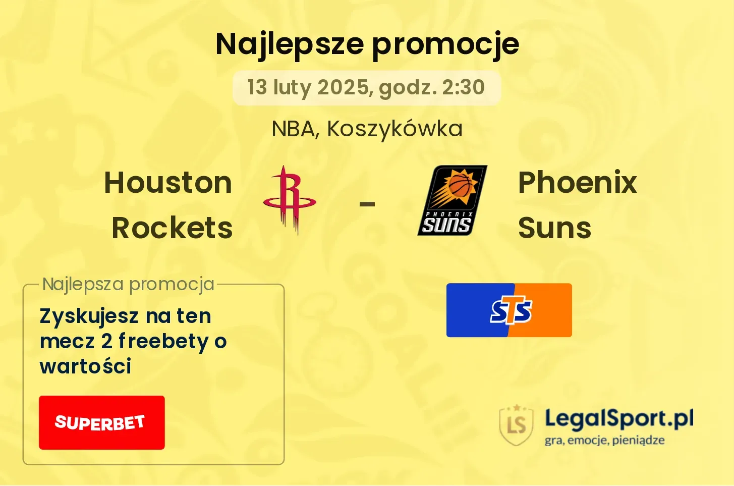 Houston Rockets - Phoenix Suns promocje bonusy na mecz