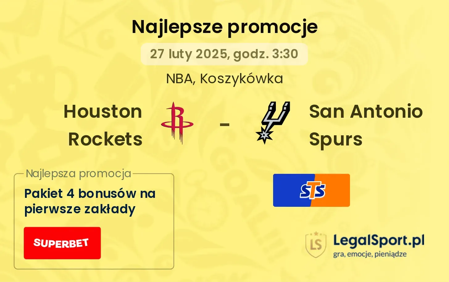 Houston Rockets - San Antonio Spurs promocje bukmacherskie