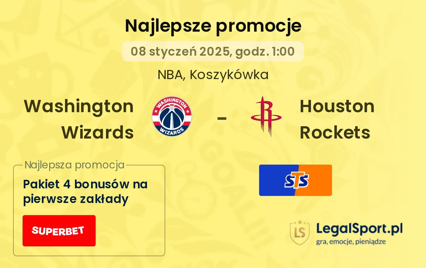 Washington Wizards - Houston Rockets promocje u bukmacherów