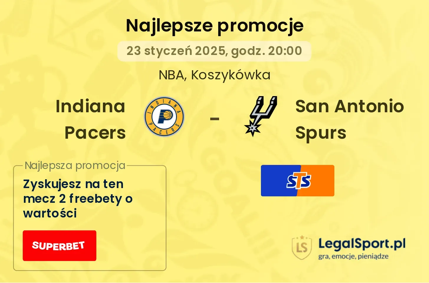 Indiana Pacers - San Antonio Spurs promocje bonusy na mecz