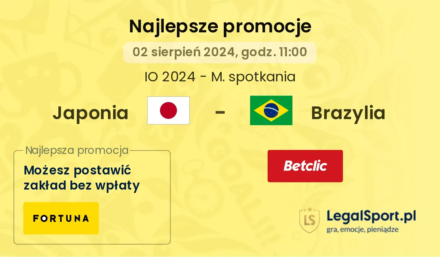 Japonia - Brazylia promocje bonusy na mecz