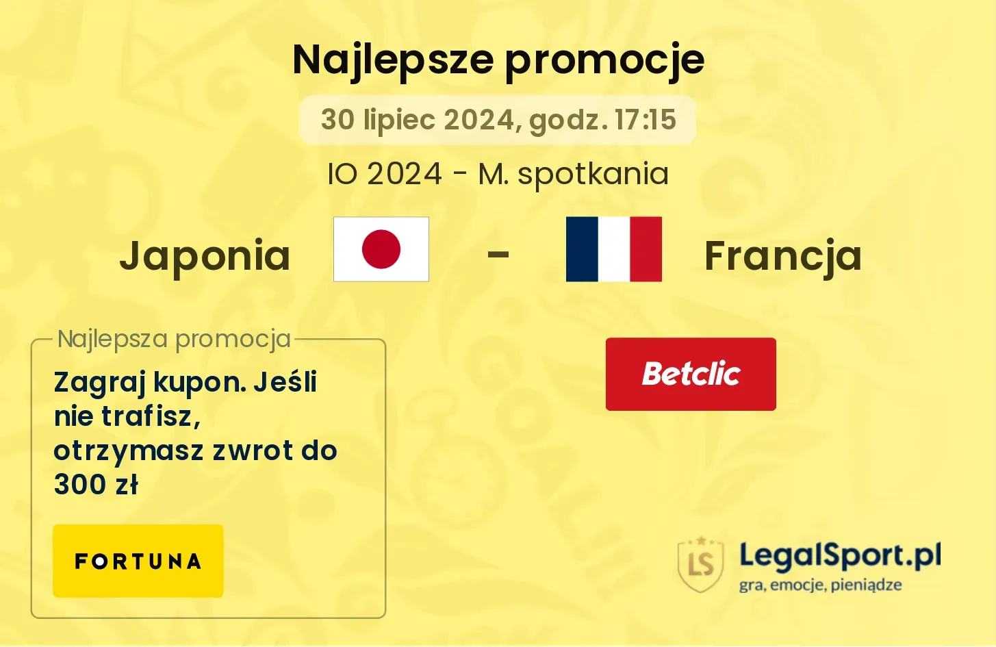 Japonia - Francja promocje bonusy na mecz