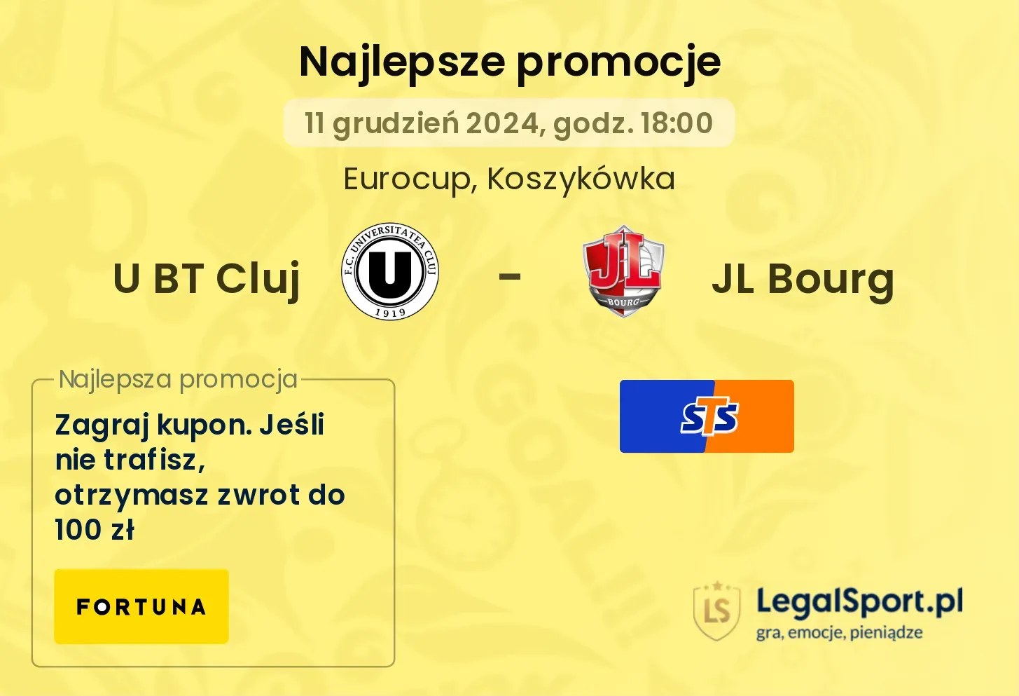 JL Bourg - U BT Cluj promocje bonusy na mecz