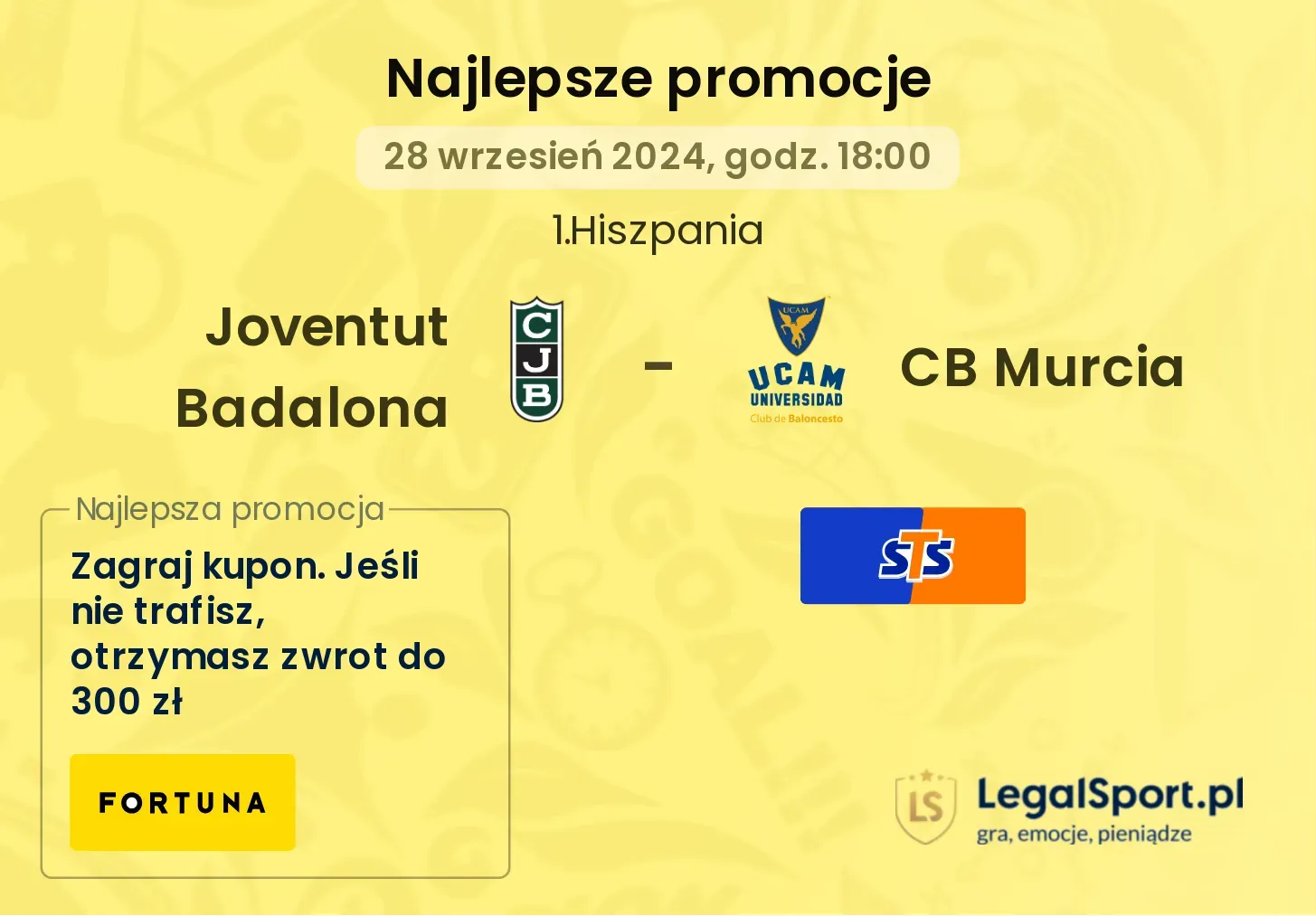 Joventut Badalona - CB Murcia promocje bonusy na mecz