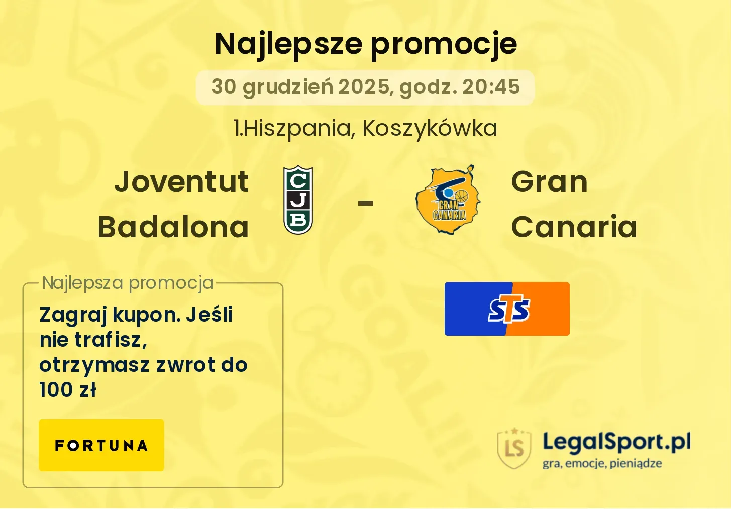 Joventut Badalona - Gran Canaria promocje bonusy na mecz