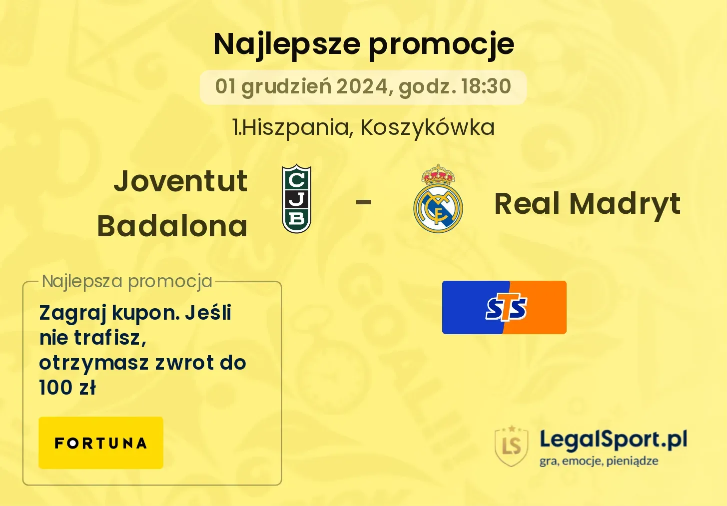 Joventut Badalona - Real Madryt promocje bonusy na mecz