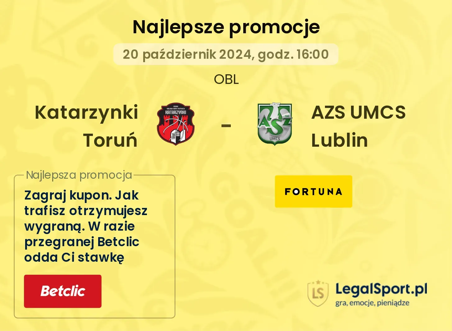 Katarzynki Toruń - AZS UMCS Lublin promocje bonusy na mecz