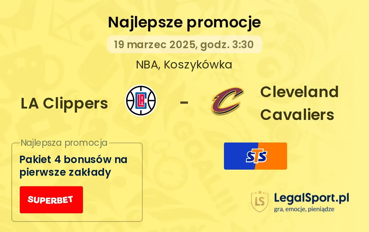 LA Clippers - Cleveland Cavaliers promocje bonusy na mecz