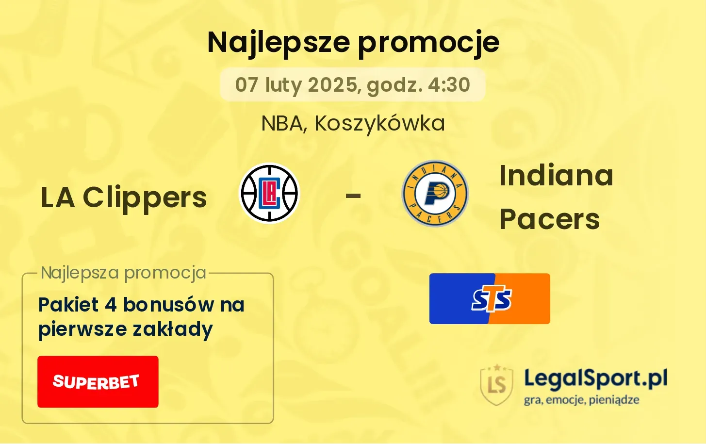 LA Clippers - Indiana Pacers promocje bonusy na mecz