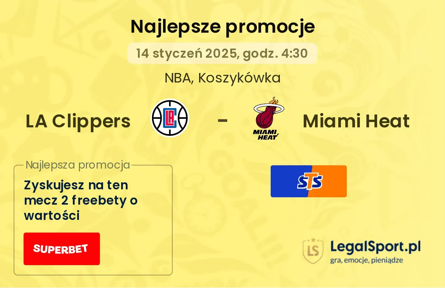 LA Clippers - Miami Heat promocje bonusy na mecz