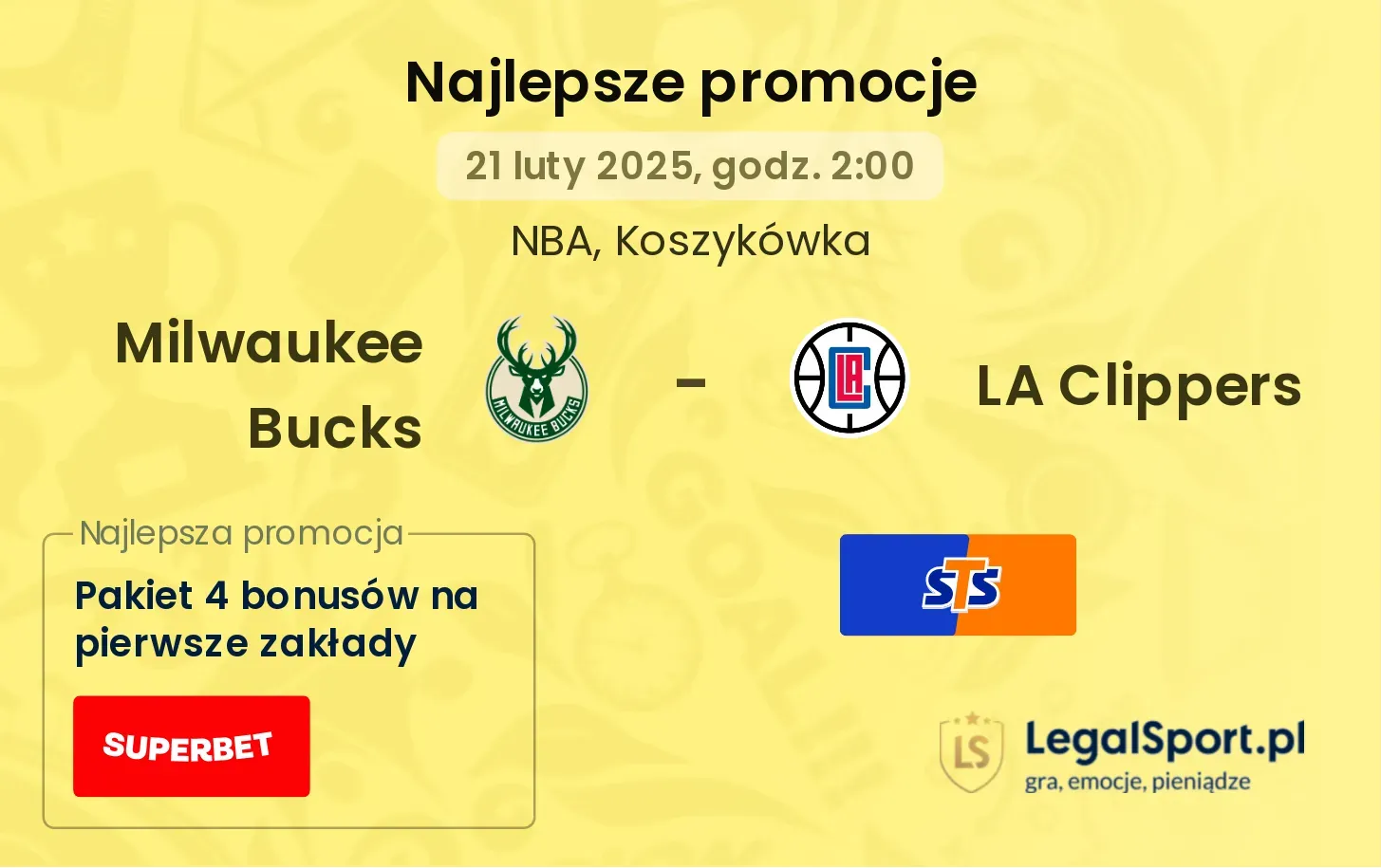 LA Clippers - Milwaukee Bucks promocje bonusy na mecz