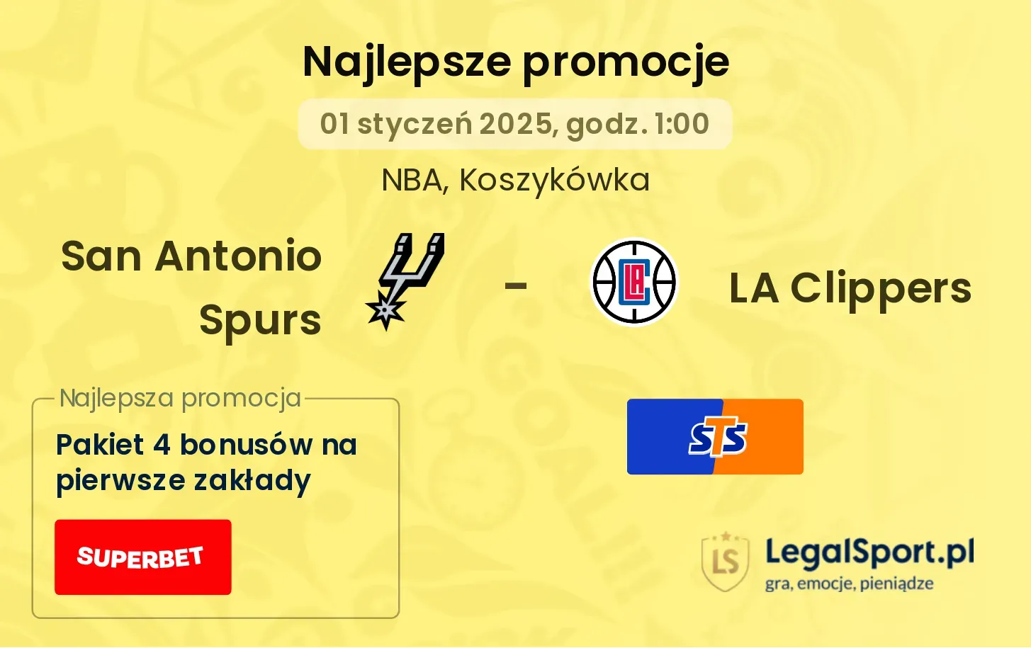 San Antonio Spurs - LA Clippers promocje u bukmacherów