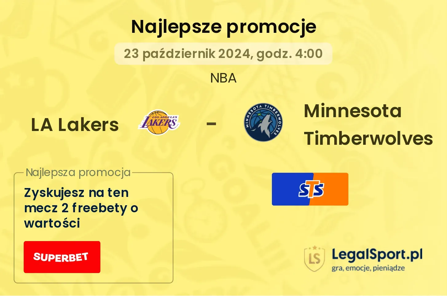 LA Lakers - Minnesota Timberwolves promocje bonusy na mecz