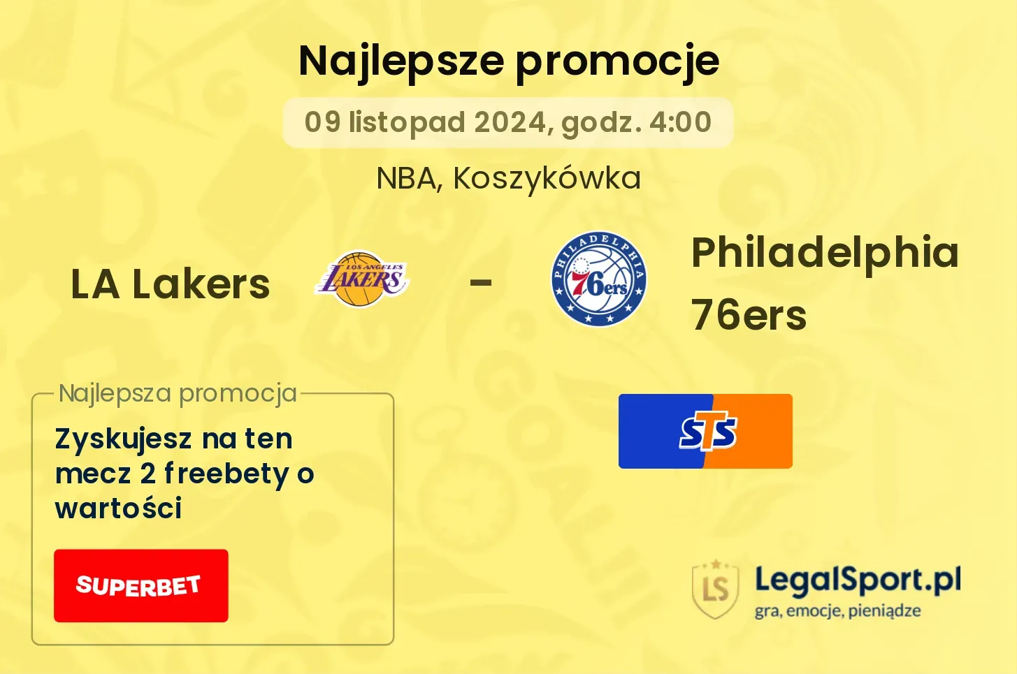 LA Lakers - Philadelphia 76ers promocje bonusy na mecz