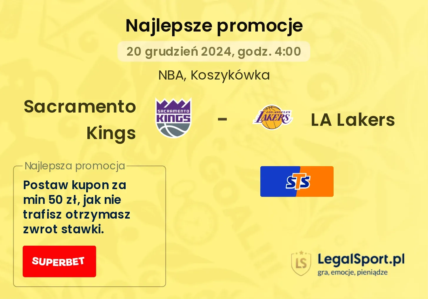 Sacramento Kings - LA Lakers promocje bukmacherskie