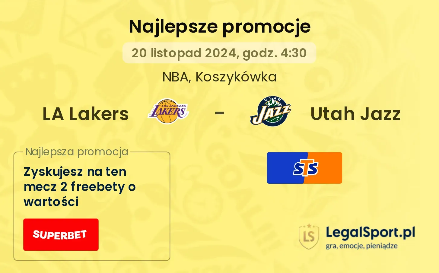 LA Lakers - Utah Jazz promocje bonusy na mecz