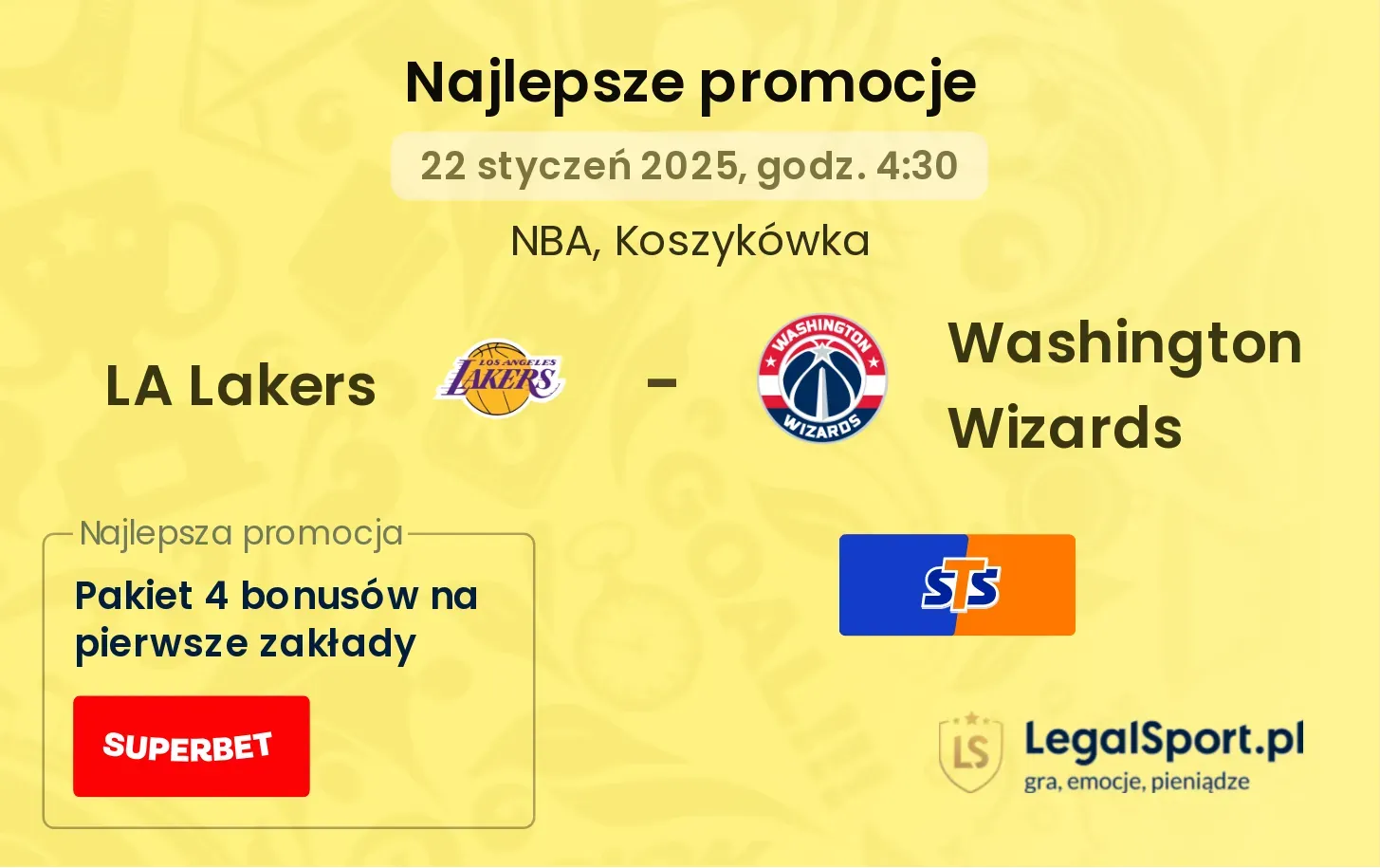 LA Lakers - Washington Wizards promocje bonusy na mecz