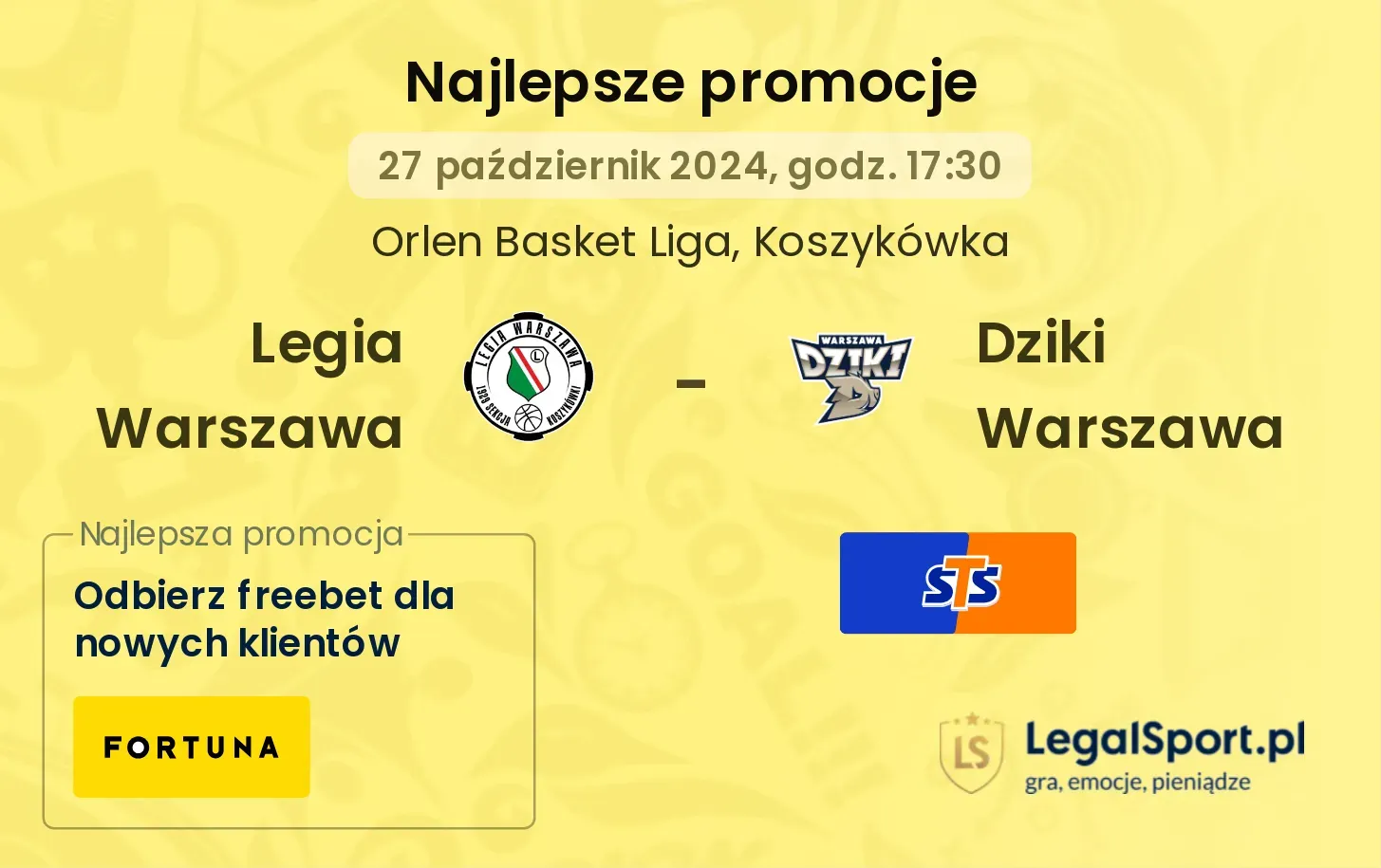 Legia Warszawa - Dziki Warszawa promocje bonusy na mecz