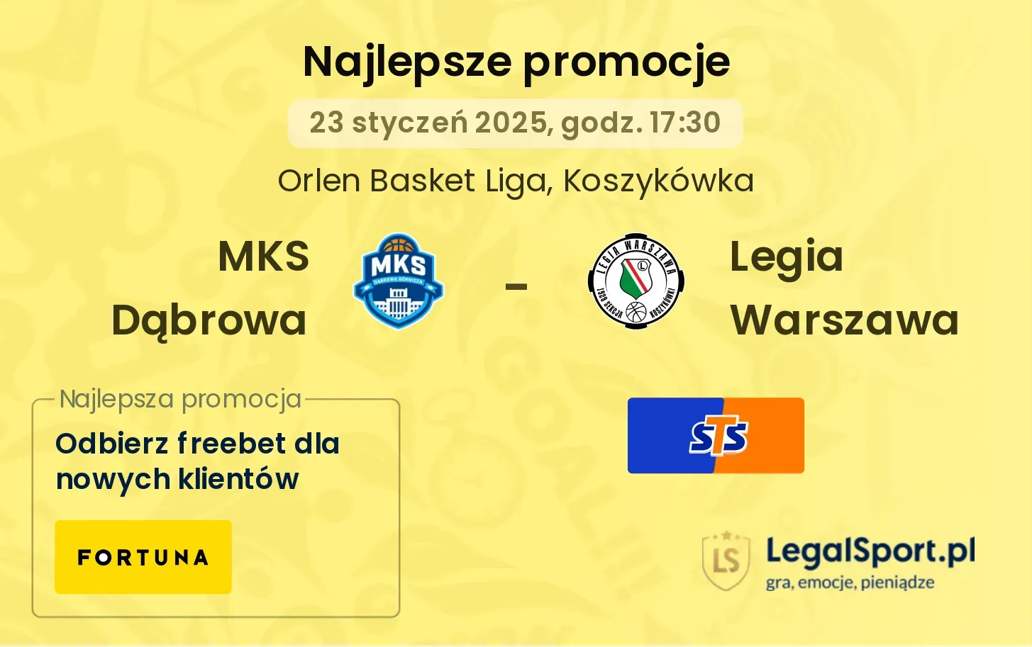 MKS Dąbrowa - Legia Warszawa promocje bukmacherskie