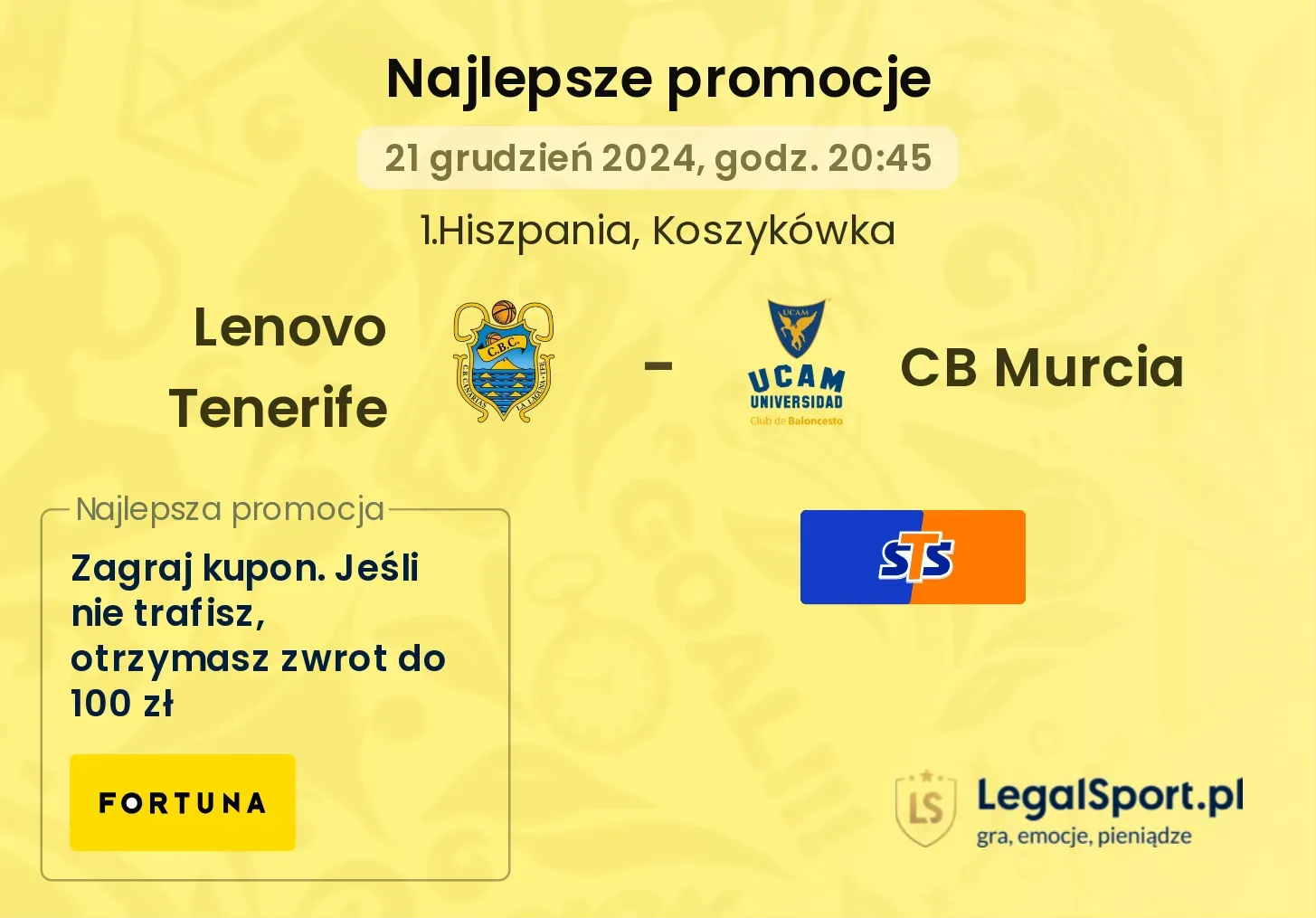 Lenovo Tenerife - CB Murcia promocje bonusy na mecz