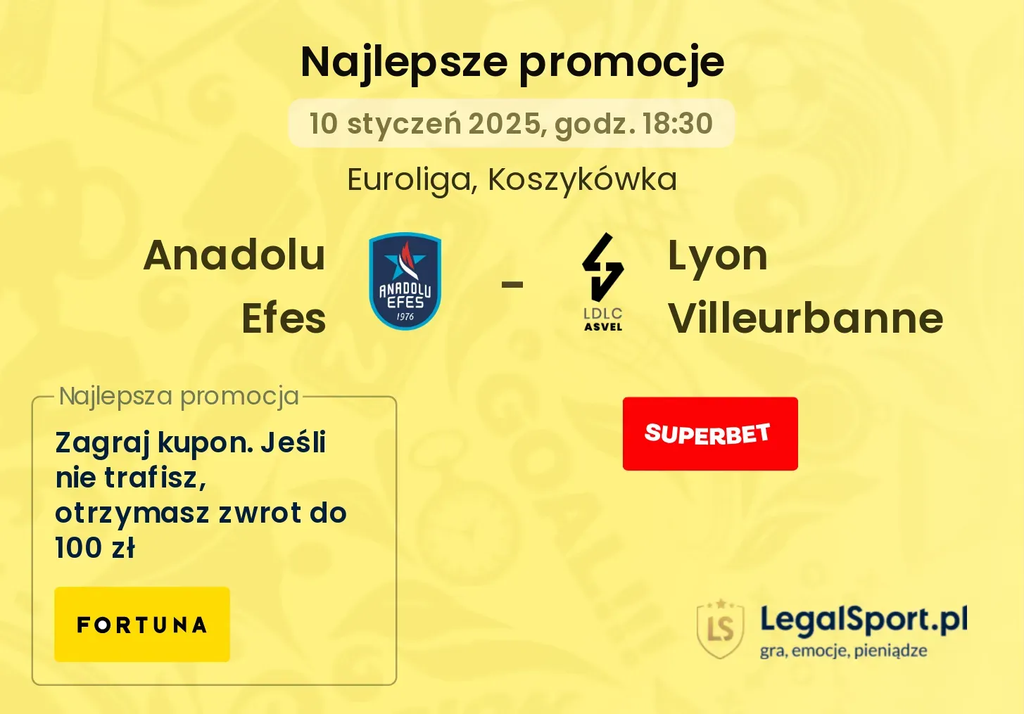 Anadolu Efes - Lyon Villeurbanne promocje bukmacherskie