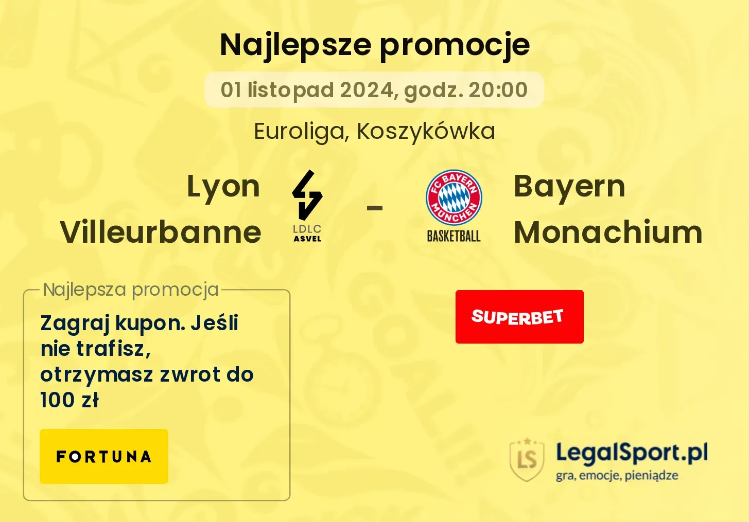 Lyon Villeurbanne - Bayern Monachium promocje bonusy na mecz