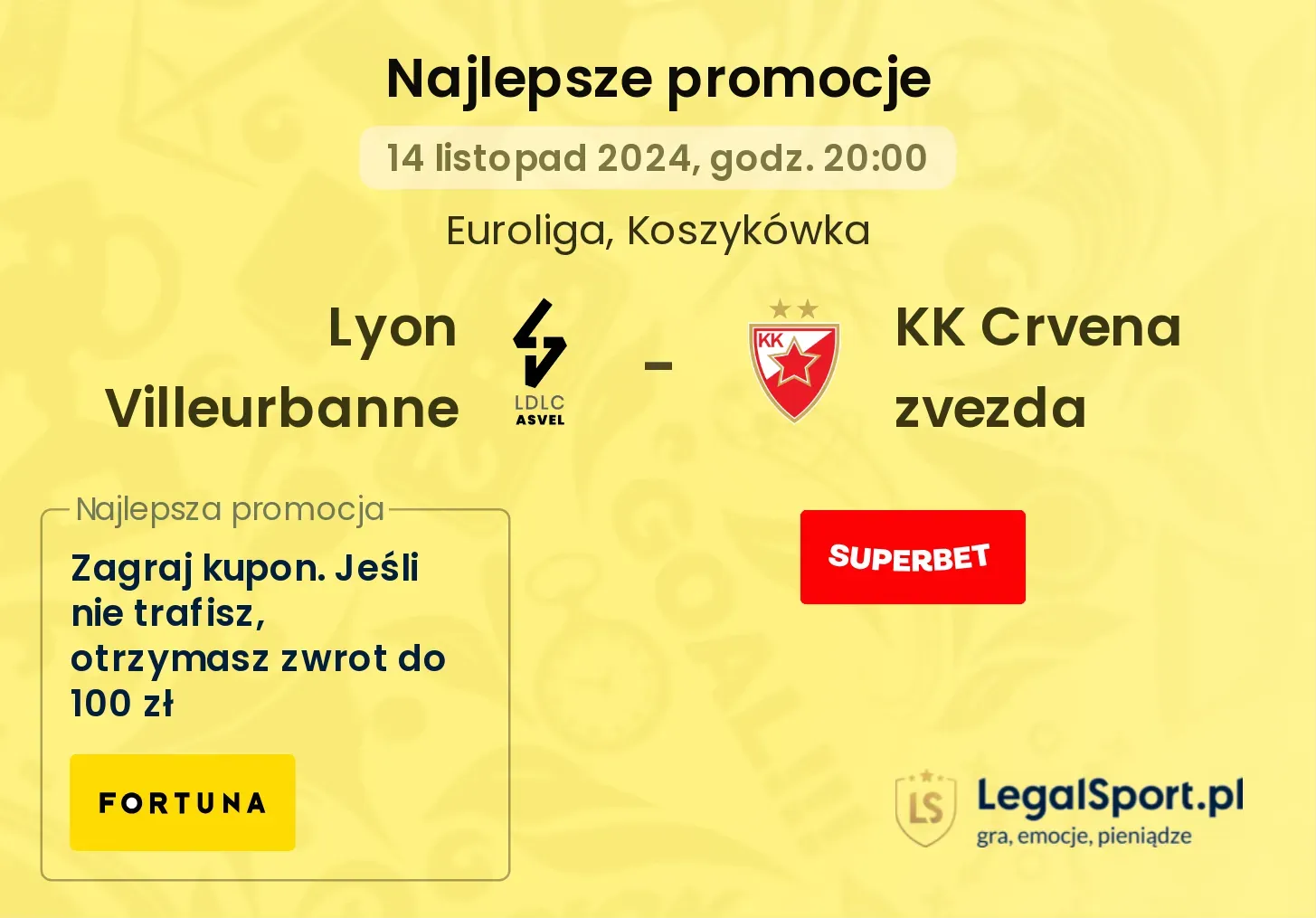 Lyon Villeurbanne - KK Crvena zvezda promocje bonusy na mecz