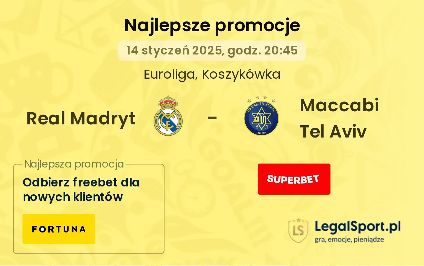 Real Madryt - Maccabi Tel Aviv promocje u bukmacherów