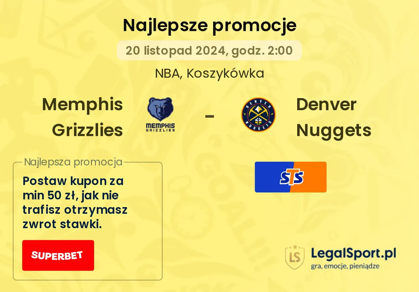 Memphis Grizzlies - Denver Nuggets promocje bonusy na mecz