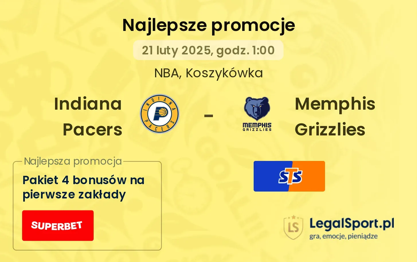 Indiana Pacers - Memphis Grizzlies promocje u bukmacherów