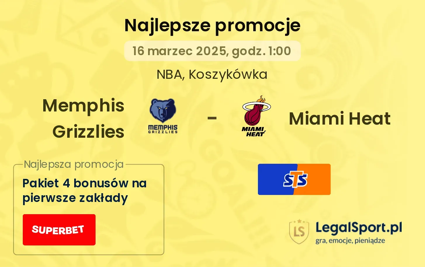 Memphis Grizzlies - Miami Heat promocje bonusy na mecz