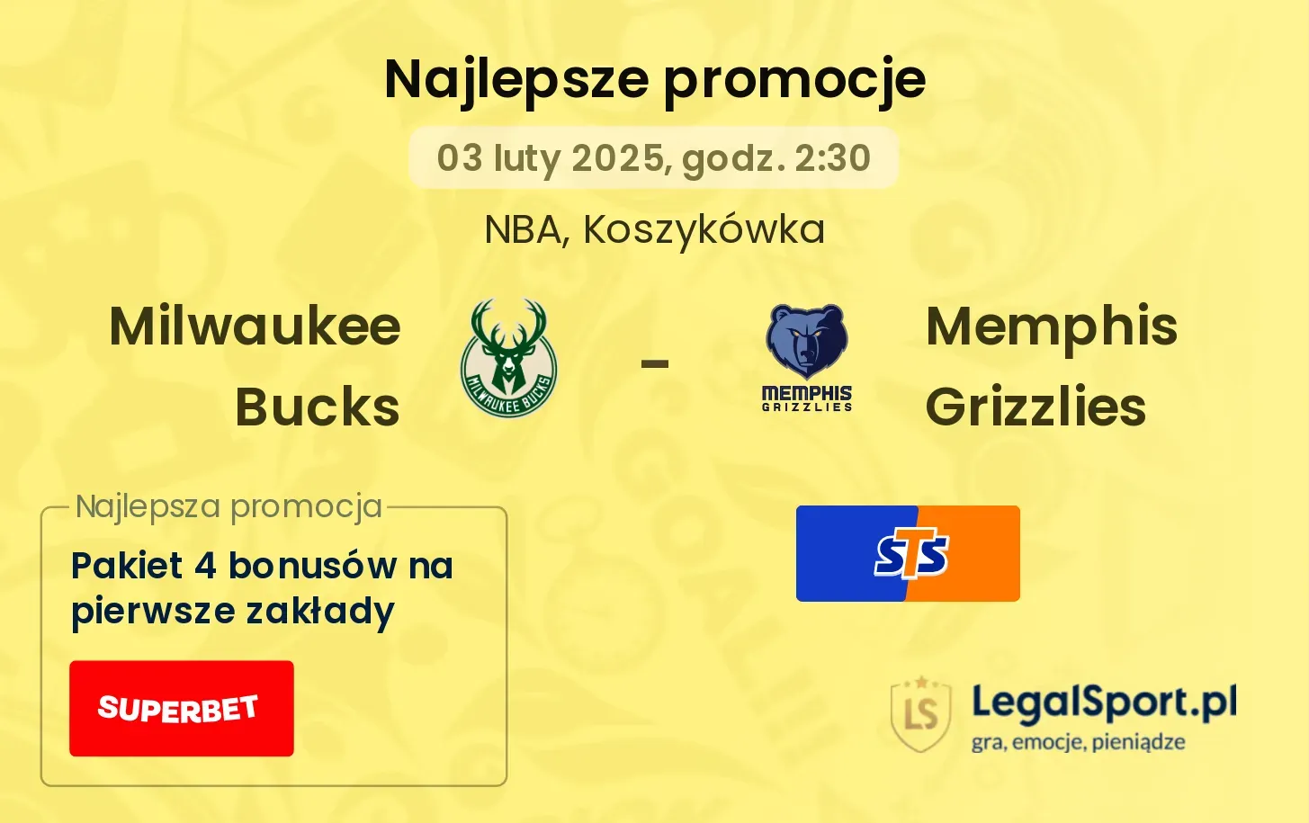 Milwaukee Bucks - Memphis Grizzlies promocje bukmacherskie