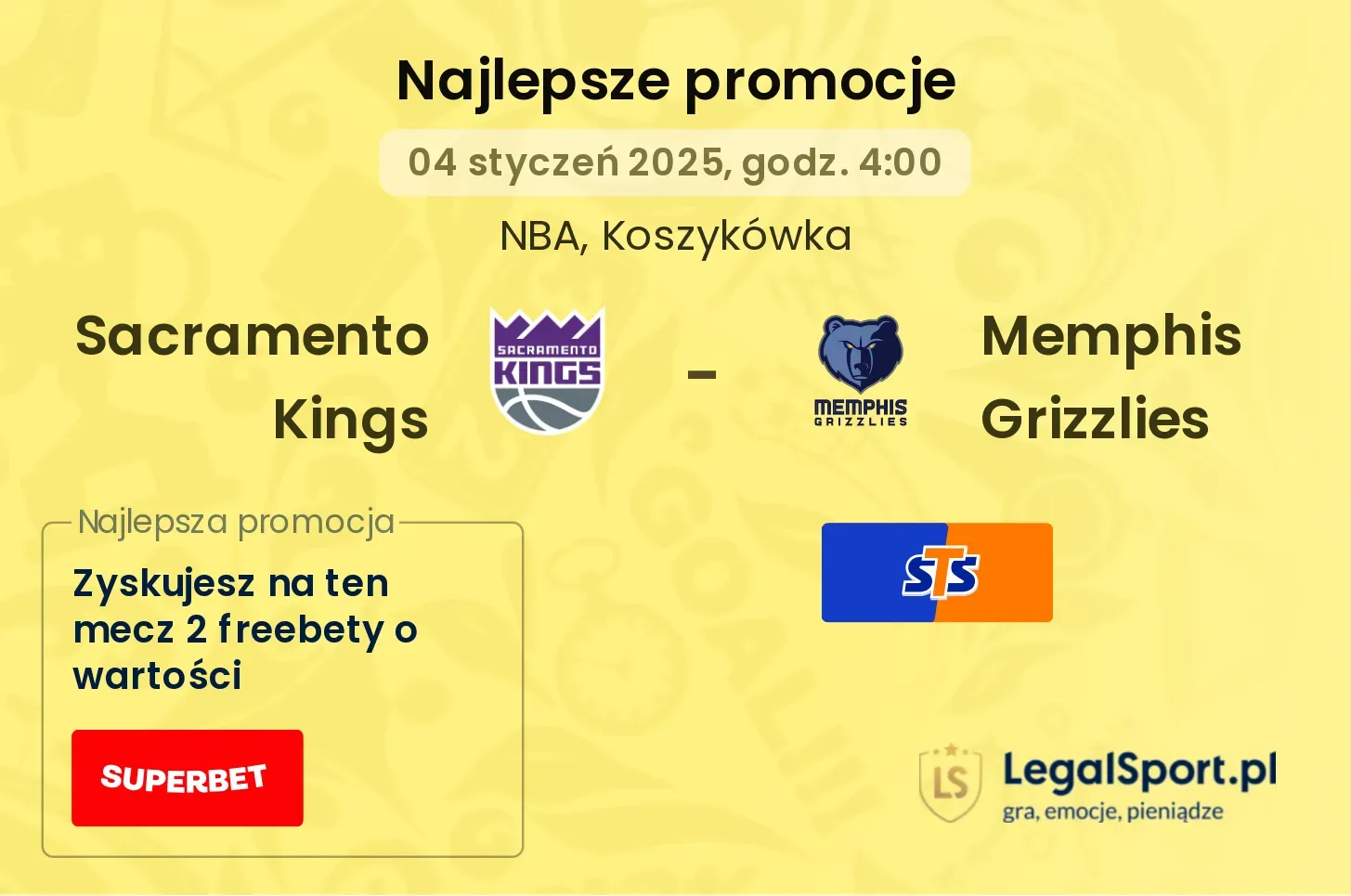 Memphis Grizzlies - Sacramento Kings promocje bonusy na mecz