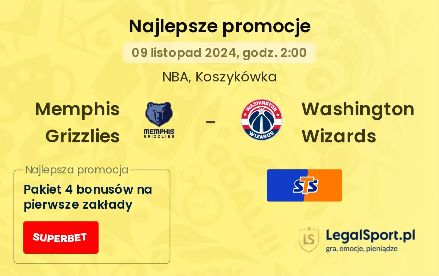 Memphis Grizzlies - Washington Wizards promocje bonusy na mecz