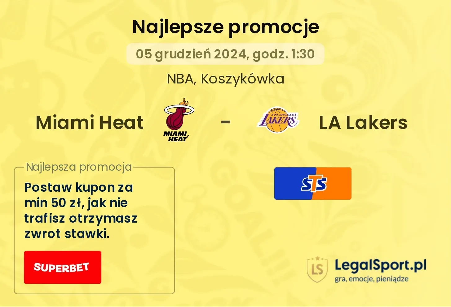 Miami Heat - LA Lakers promocje bonusy na mecz