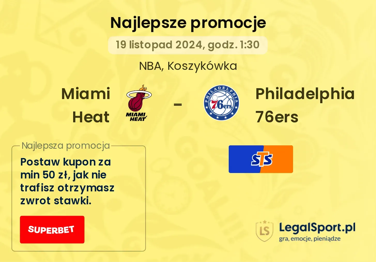 Miami Heat - Philadelphia 76ers promocje bonusy na mecz