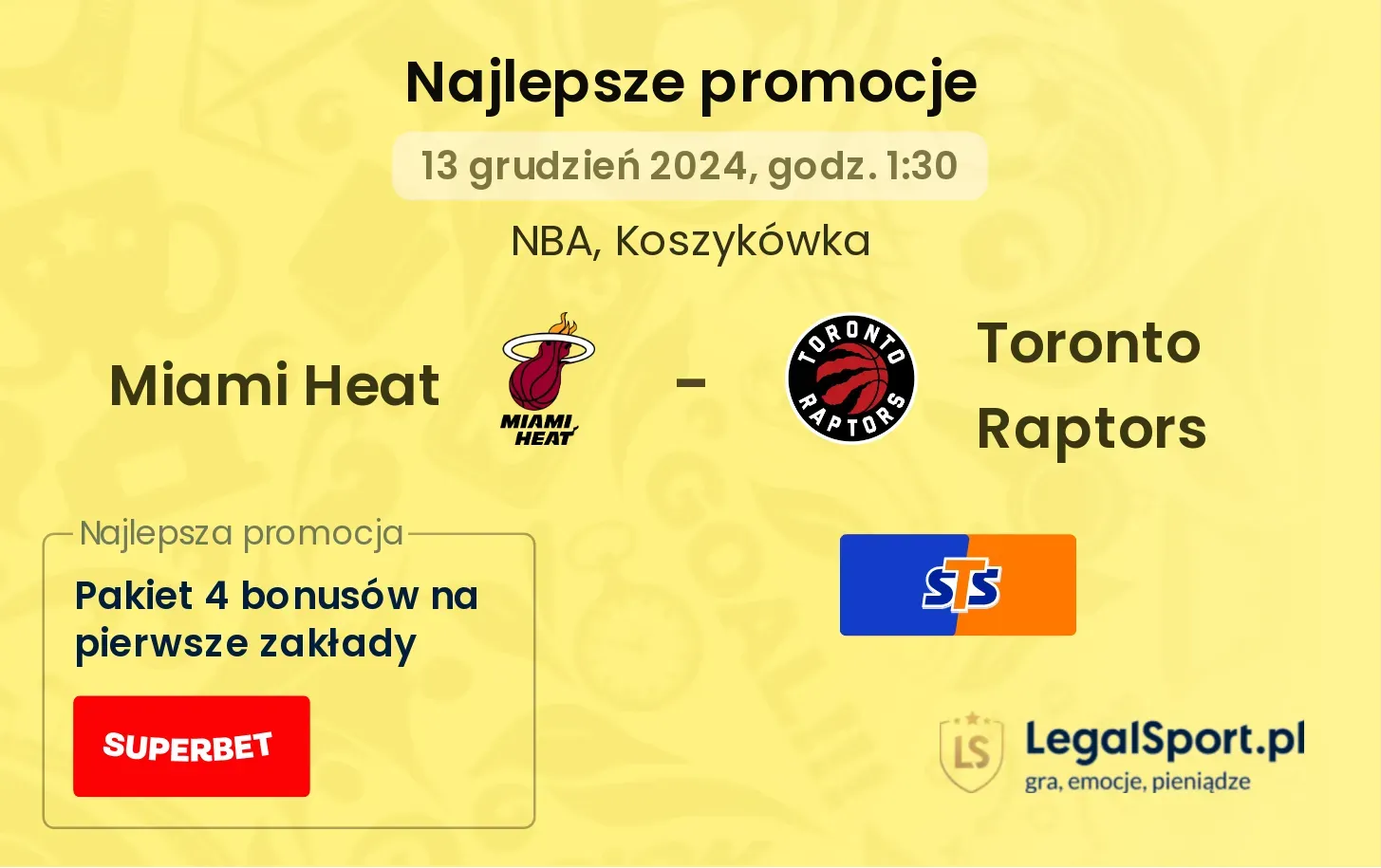 Miami Heat - Toronto Raptors promocje bonusy na mecz