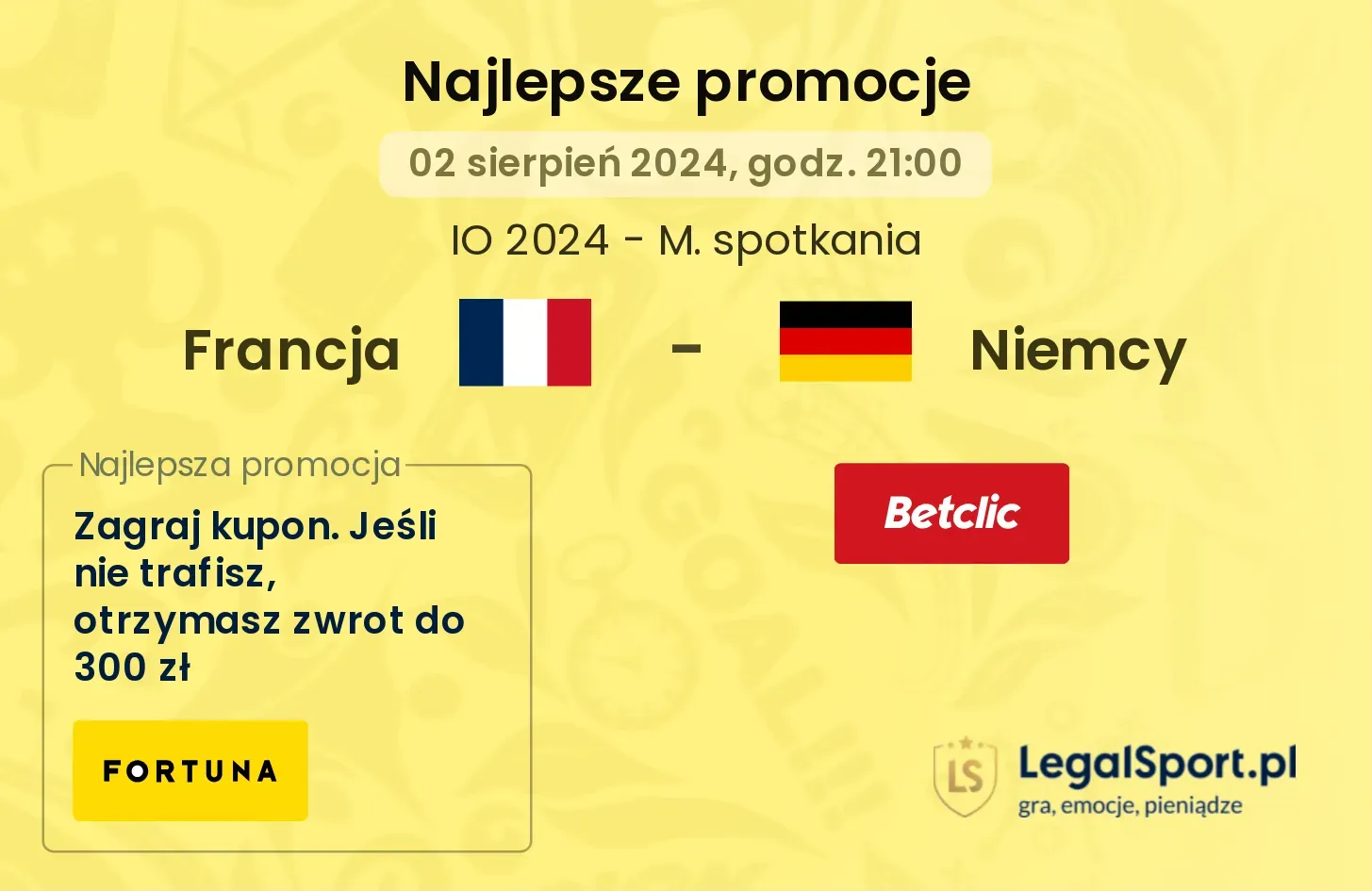 Francja - Niemcy promocje bonusy na mecz