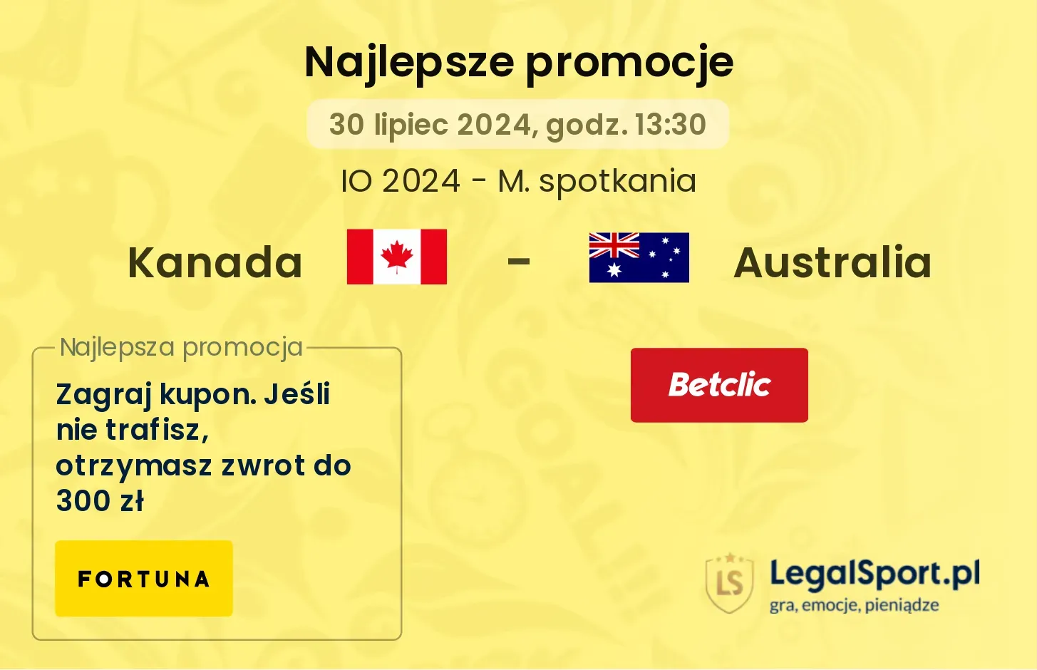 Kanada - Australia promocje bonusy na mecz