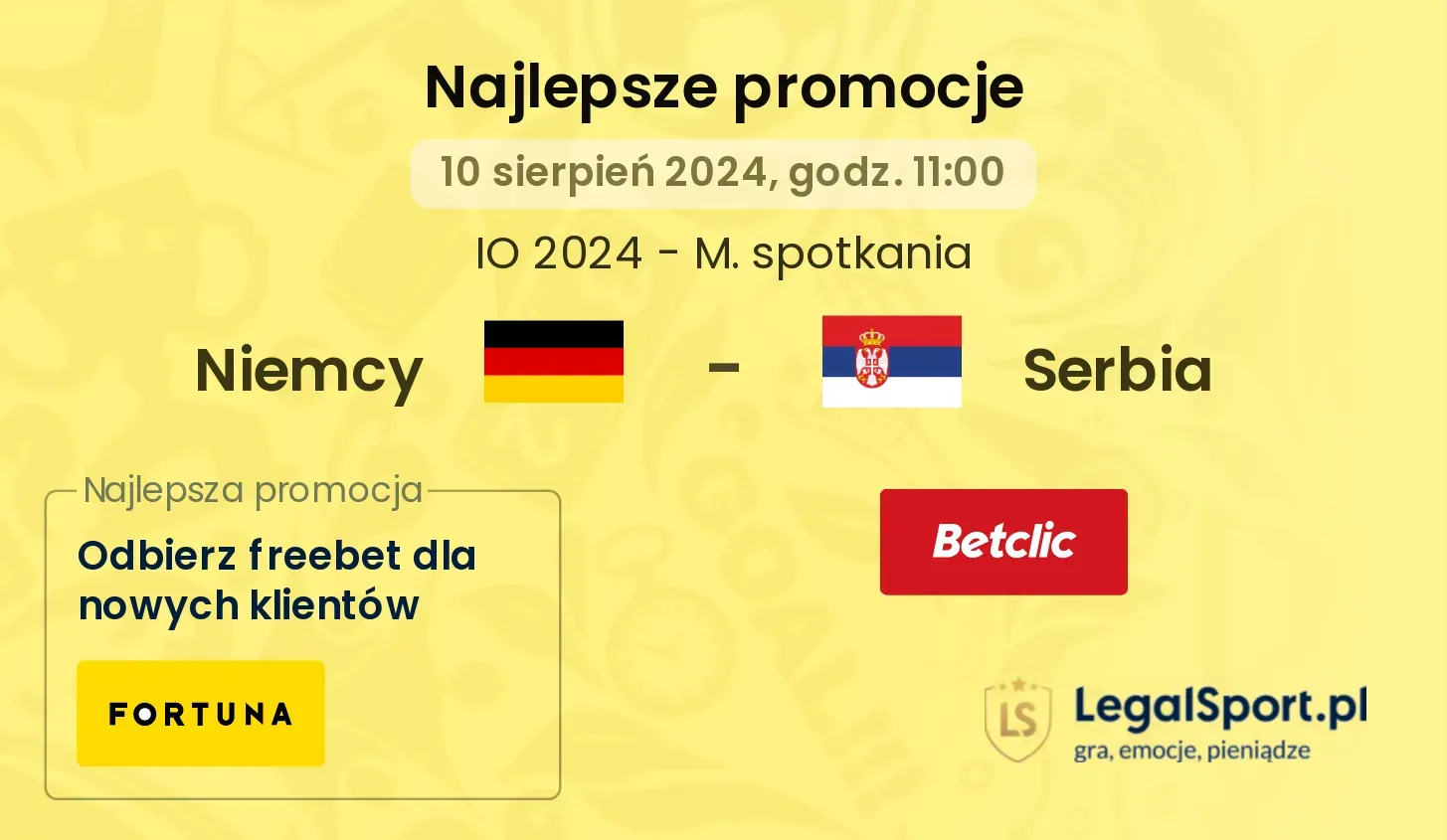 Niemcy - Serbia promocje bonusy na mecz