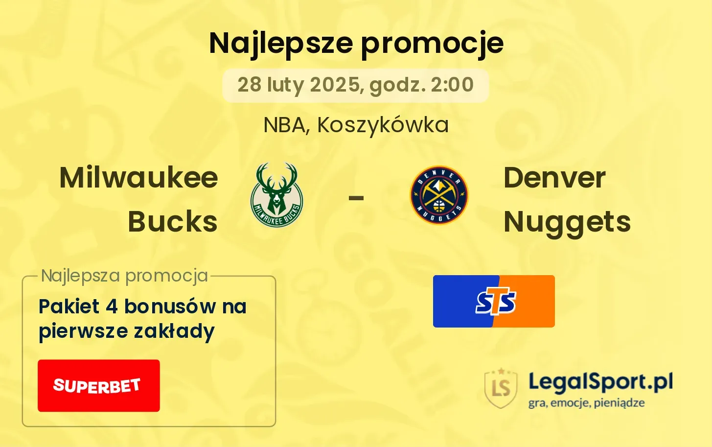 Milwaukee Bucks - Denver Nuggets promocje bonusy na mecz