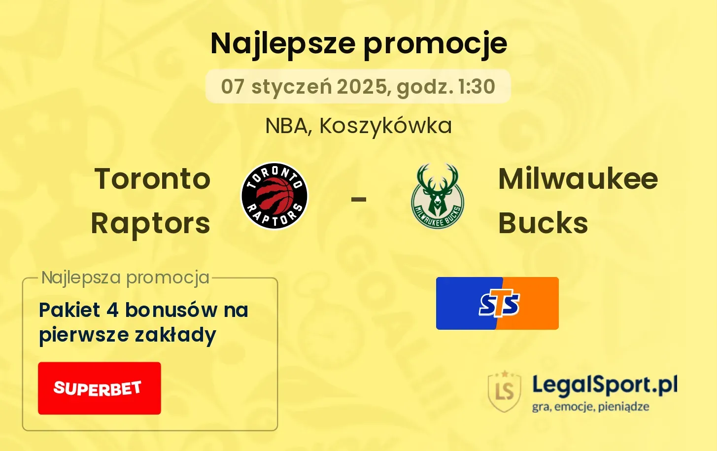 Toronto Raptors - Milwaukee Bucks promocje u bukmacherów