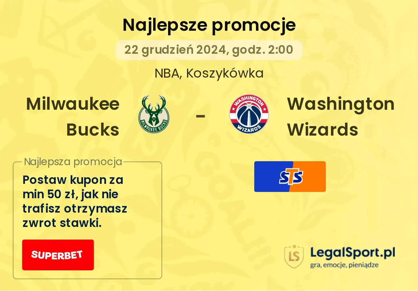 Milwaukee Bucks - Washington Wizards promocje bukmacherskie