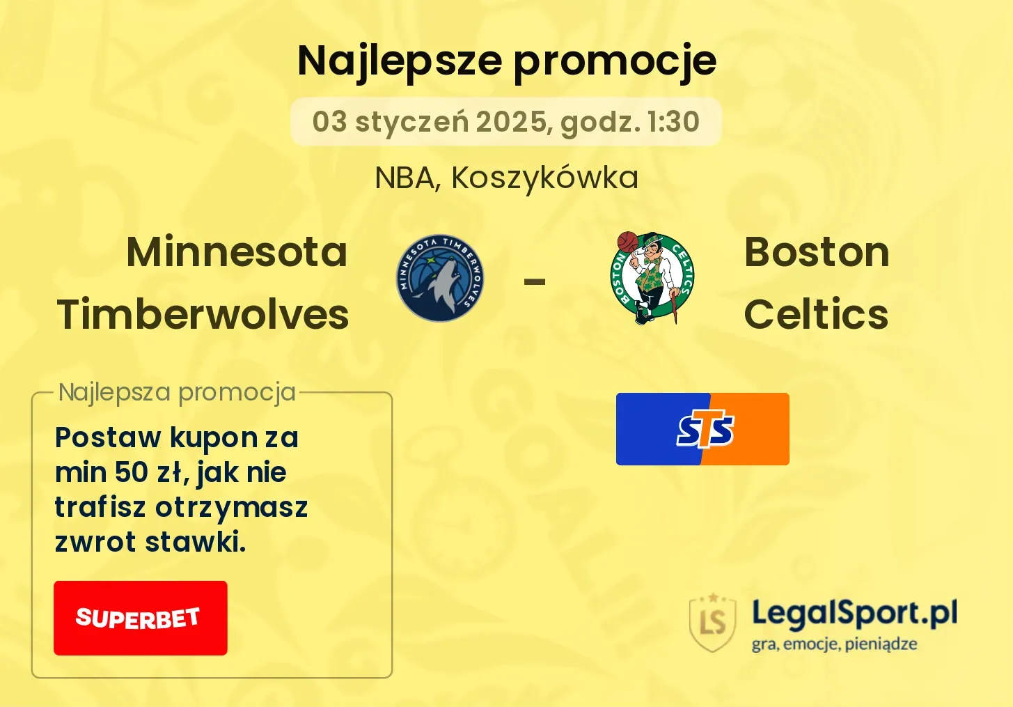 Minnesota Timberwolves - Boston Celtics promocje bonusy na mecz