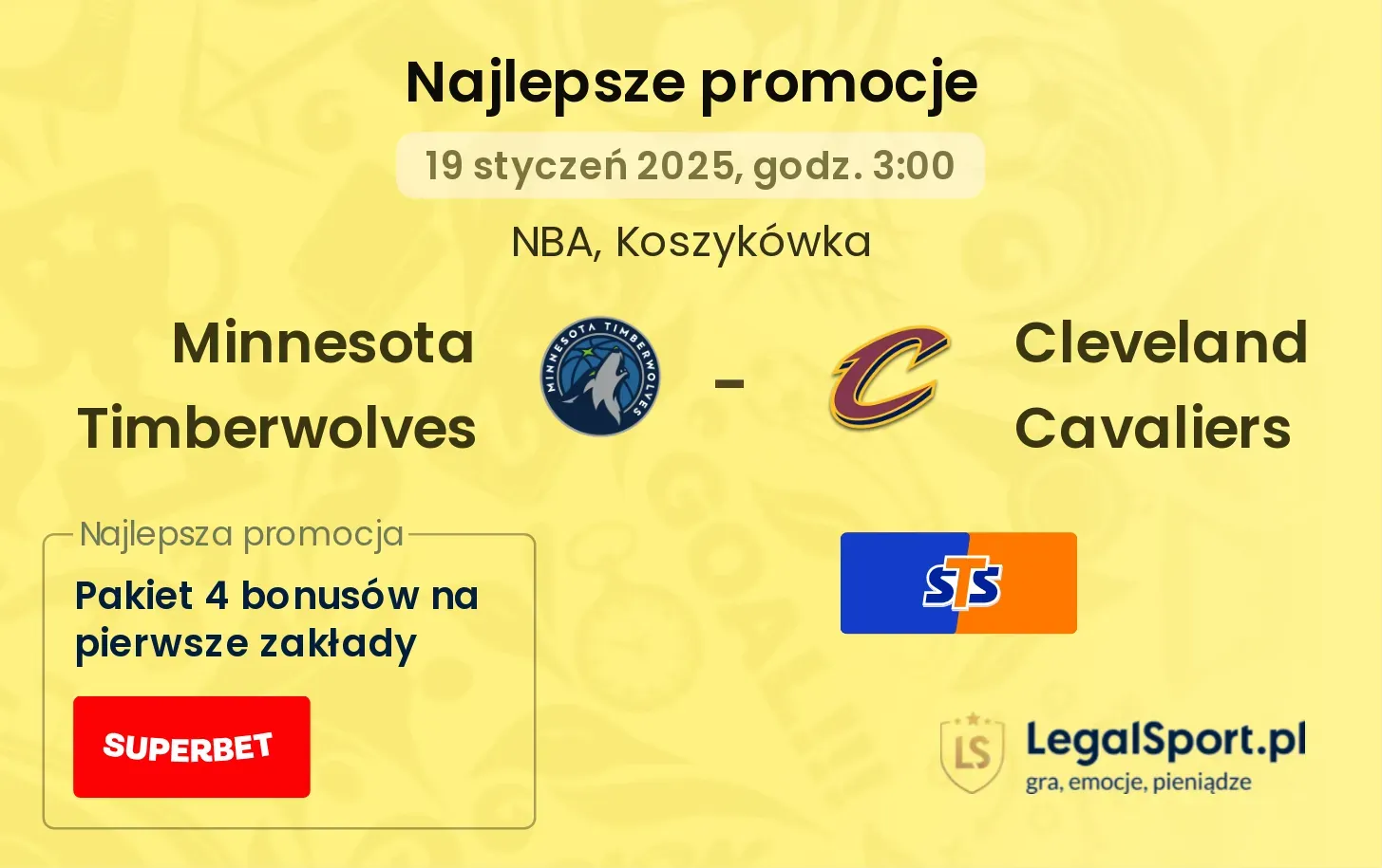 Minnesota Timberwolves - Cleveland Cavaliers promocje bonusy na mecz