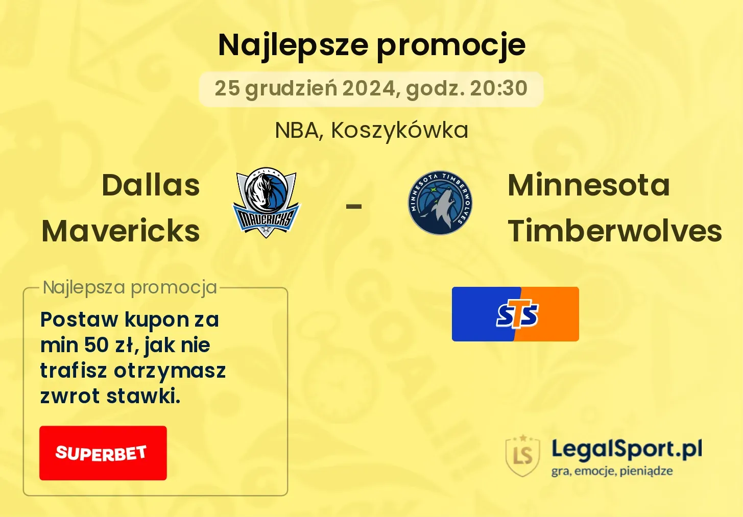 Dallas Mavericks - Minnesota Timberwolves promocje u bukmacherów