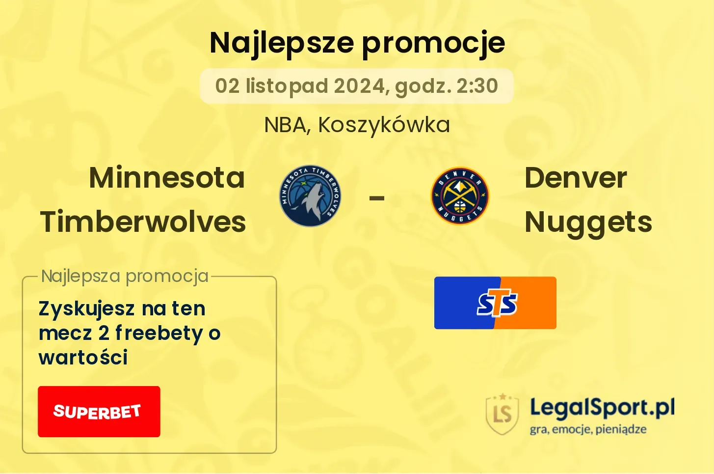 Minnesota Timberwolves - Denver Nuggets promocje bonusy na mecz