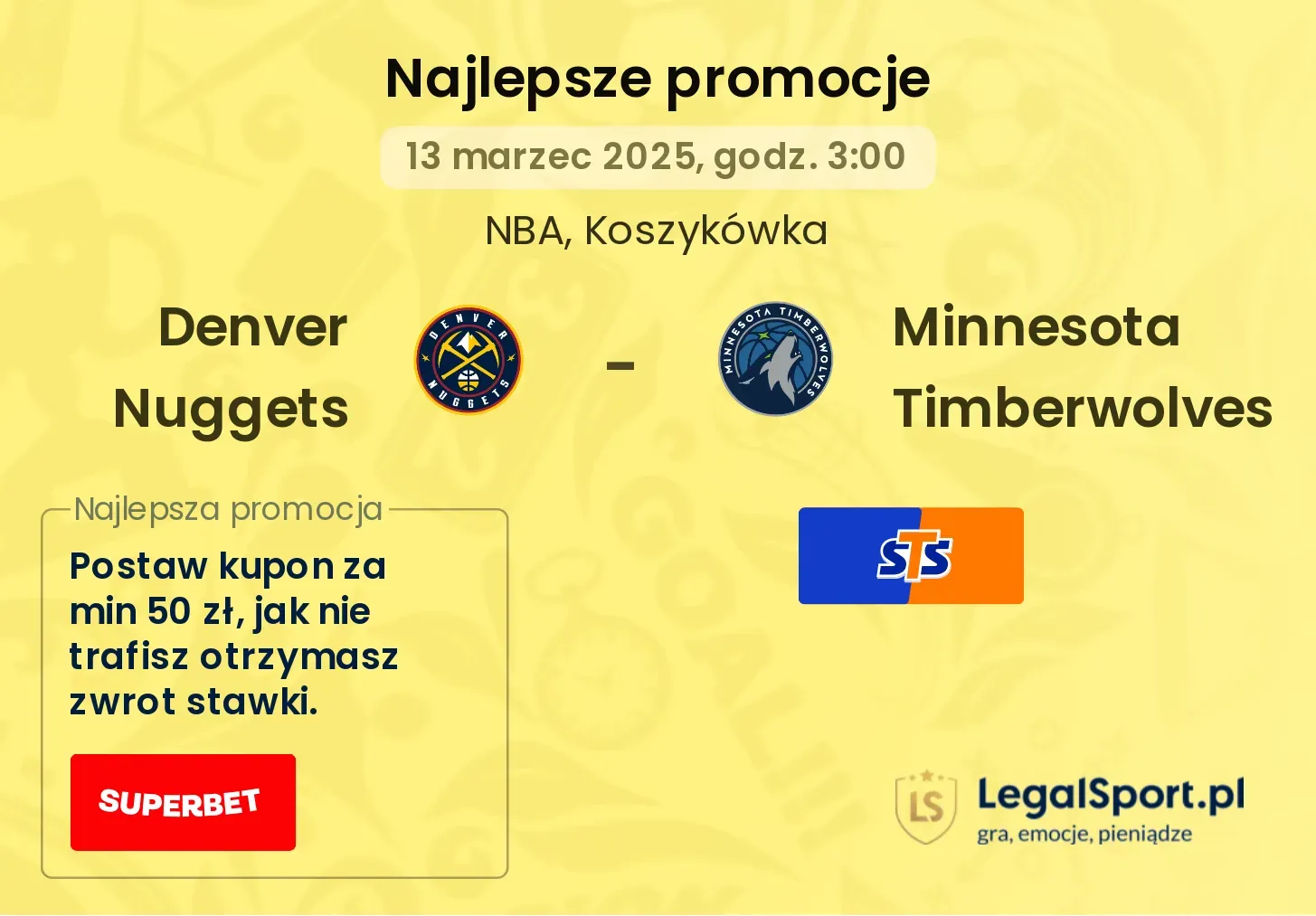 Denver Nuggets - Minnesota Timberwolves promocje u bukmacherów