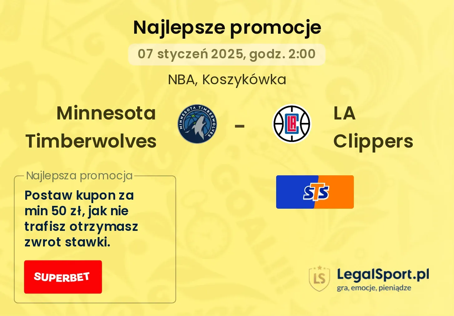 Minnesota Timberwolves - LA Clippers promocje bonusy na mecz